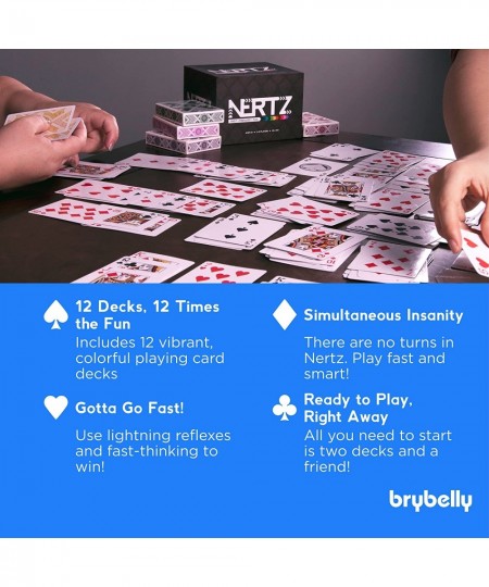 Nertz Card Games for Kids - 12 Decks of Playing Cards in Vibrant Colors Bulk Set Poker Wide-Size Regular Index Fast Frenzied ...