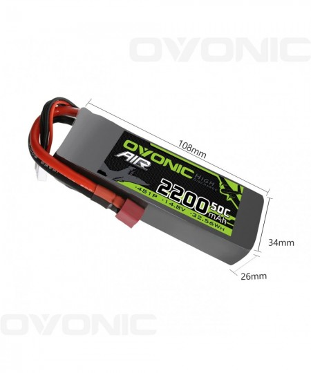 4s Lipo Battery 50C 2200mAh 14.8V Deans T Plug Lipo Battery with Extra EC3 Connector for RC Airplane Helicopter Quadcopter Mu...