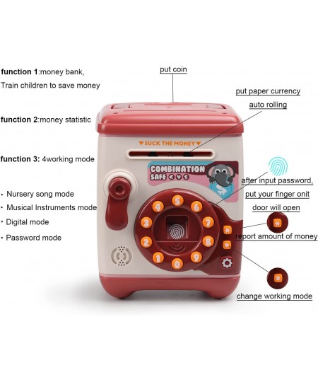 Piggy Bank for Boys Girls Money Coin Bank with Password Good Gift for Child (RED) $42.91 - Kids' Money Banks