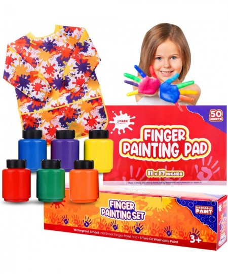 Washable Finger Paint Set for Toddlers – Set Includes 50-Sheet Large Paper Pad 6 Non Toxic Washable Tempera Paints and Art Sm...