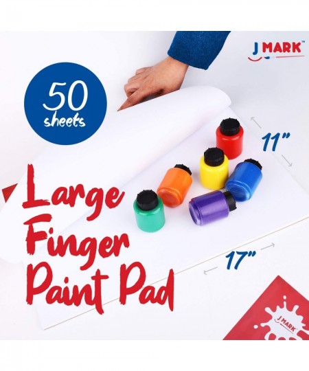 Washable Finger Paint Set for Toddlers – Set Includes 50-Sheet Large Paper Pad 6 Non Toxic Washable Tempera Paints and Art Sm...