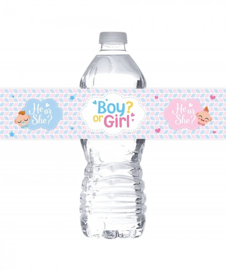 Boy or Girl Water Bottle Stickers / Gender Reveal Bottle Wrappers / Baby Shower / He or She / Birthday Party Water Labels Sup...