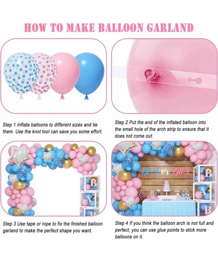 136PCS Baby Boxes Gender Reveal Balloon Decorations Pink and Blue Balloon Arch Garland Kit 4pcs Baby Boxes with Letters (A-Z+...