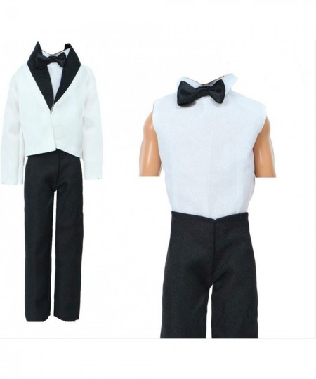 2 Sets Formal Office Suits Including Black Coat White Coat White Shirt with Bow-Knot Black Trousers Groom Wedding Tuxedo for ...