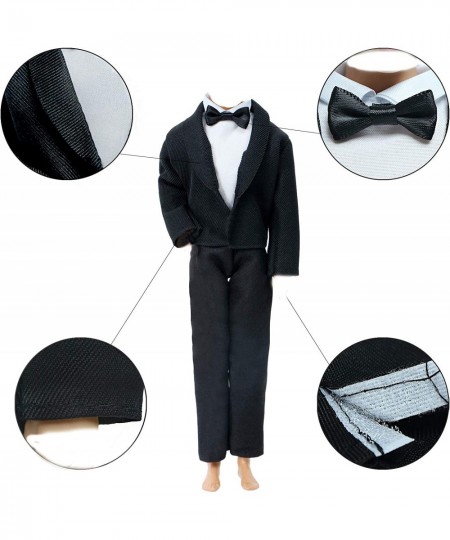 2 Sets Formal Office Suits Including Black Coat White Coat White Shirt with Bow-Knot Black Trousers Groom Wedding Tuxedo for ...