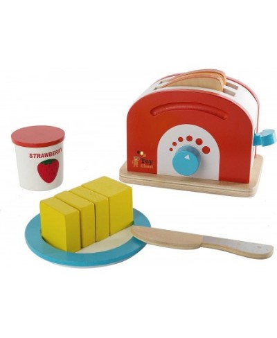 Wooden Toaster Set Cute Durable Colorful Educational Creative Toast Bread Pretend Play Kitchen 10 Piece Play Set for Kids Chi...