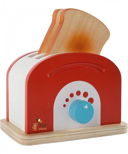 Wooden Toaster Set Cute Durable Colorful Educational Creative Toast Bread Pretend Play Kitchen 10 Piece Play Set for Kids Chi...