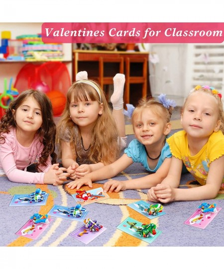 30 Sets Valentines Day Cards Planes Valentine's Greeting Cards with Pull Back Planes Toy Valentines Day Exchange Gifts Party ...