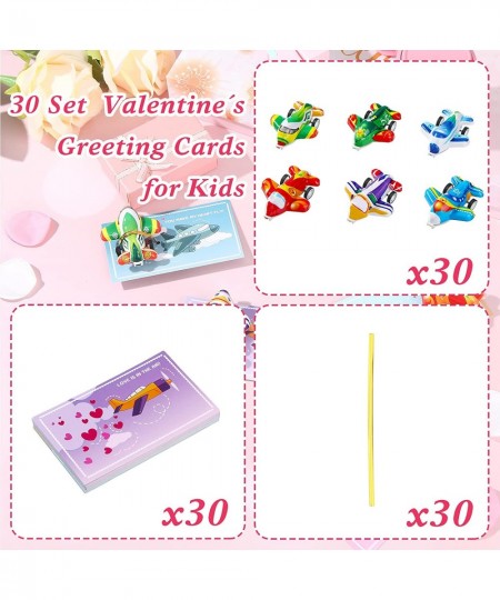 30 Sets Valentines Day Cards Planes Valentine's Greeting Cards with Pull Back Planes Toy Valentines Day Exchange Gifts Party ...