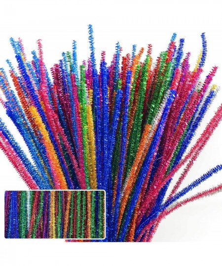 300Pcs Glitter Pipe Cleaners Tinsel Chenille Stems 10 Colors Metallic Pipe Cleaner for Creative Crafts Decorations Tinsel Che...