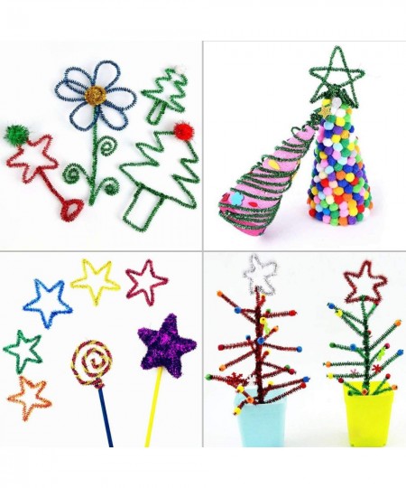 300Pcs Glitter Pipe Cleaners Tinsel Chenille Stems 10 Colors Metallic Pipe Cleaner for Creative Crafts Decorations Tinsel Che...