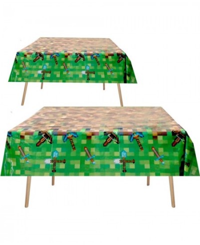 Mining Themed Party Supplies Disposable Tablecloth 2 Pack Pixel Miner Crafting Style Plastic Table for Birthday Party Video G...