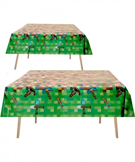 Mining Themed Party Supplies Disposable Tablecloth 2 Pack Pixel Miner Crafting Style Plastic Table for Birthday Party Video G...