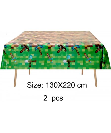 Mining Themed Party Supplies Disposable Tablecloth 2 Pack Pixel Miner Crafting Style Plastic Table for Birthday Party Video G...