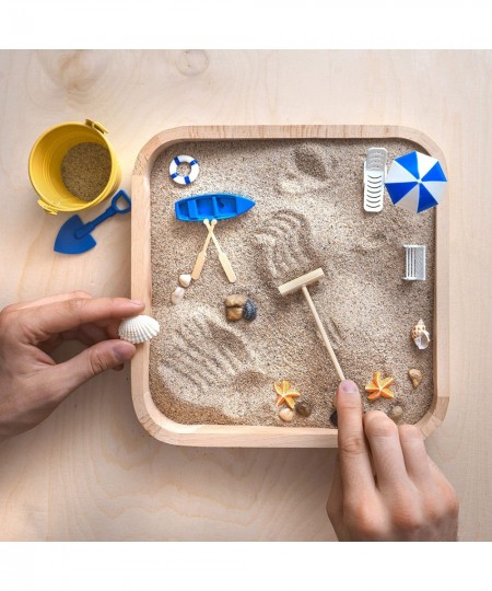 Mini Zen Garden Sandbox - Miniature Beach Zen Garden for Desk - Sand Tray Play Kit for Kids Adults Office - Desk Sand Box Gif...