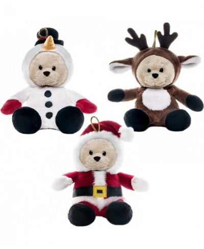 7" Christmas Teddy Bears 3 Pack Stuffed Animals Christmas Bears: Santa Reindeer and Snowman with Flippable Hats for Kids Chri...