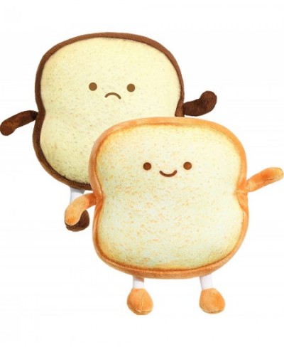 2 Pieces Toast Bread Pillows Bread Shape Pillows 2 Styles Funny Food Bread Pillow Facial Expression Stuffed Plush Toast Sofa ...