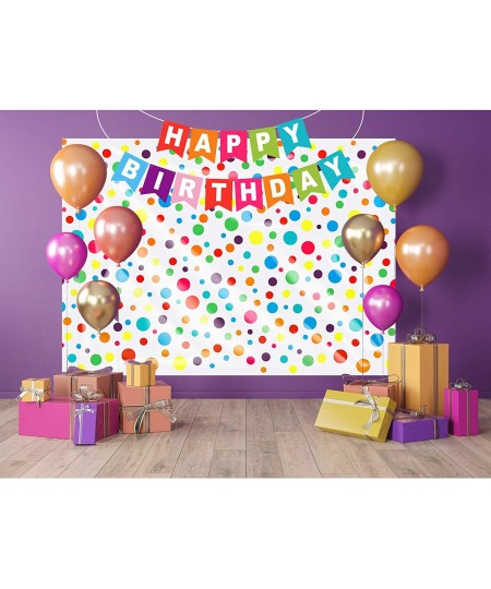 2 Pieces Polka Dot Plastic Tablecloth 51 x 71 Inch Birthday Plastic Table Cover for Rectangle Table with Happy Birthday Banne...