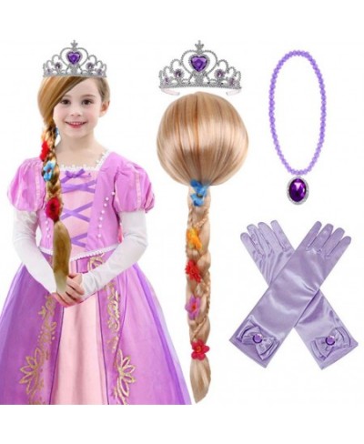 Princess Rapunzel Wig Rapunzel Braid with Princess Tiara Necklace Gloves Princess Rapunzel Dress Up Costume Cosplay Accessori...