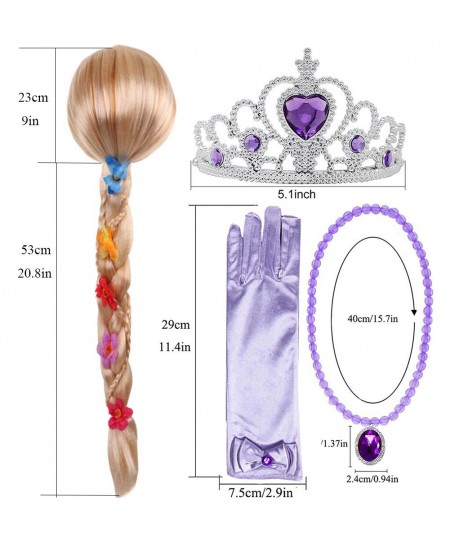 Princess Rapunzel Wig Rapunzel Braid with Princess Tiara Necklace Gloves Princess Rapunzel Dress Up Costume Cosplay Accessori...