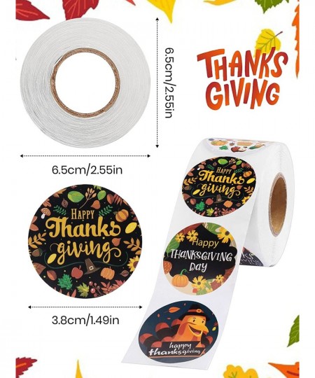 1000 Pieces Thanksgiving Stickers Turkey Roll Stickers Autumn Fall Leaf Pumpkin Round Stickers Self Adhesive Gift Packaging P...