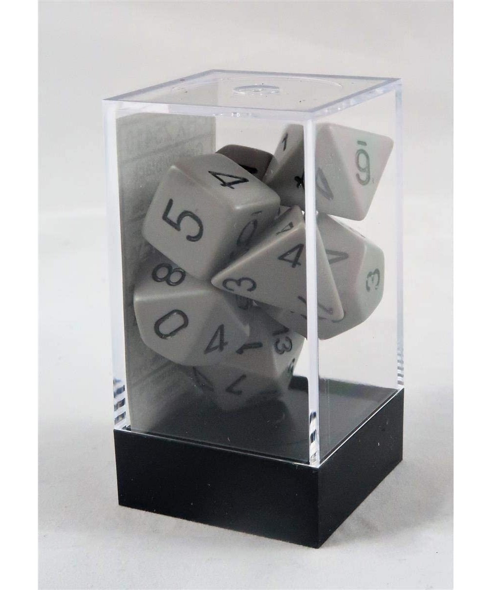 Polyhedral 7-Die Opaque Dice Set - Grey with Black $15.50 - Game Accessories