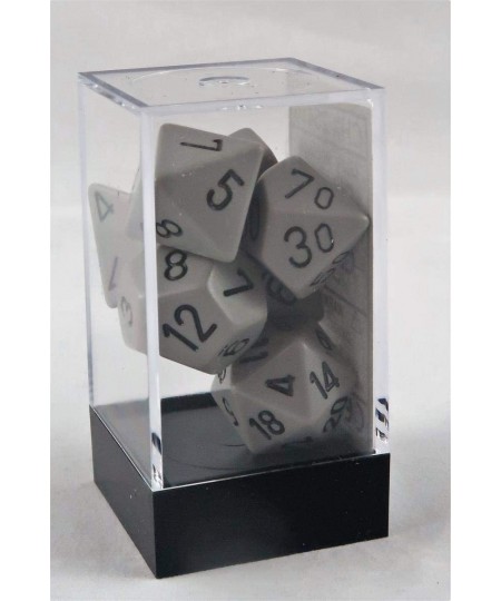 Polyhedral 7-Die Opaque Dice Set - Grey with Black $15.50 - Game Accessories