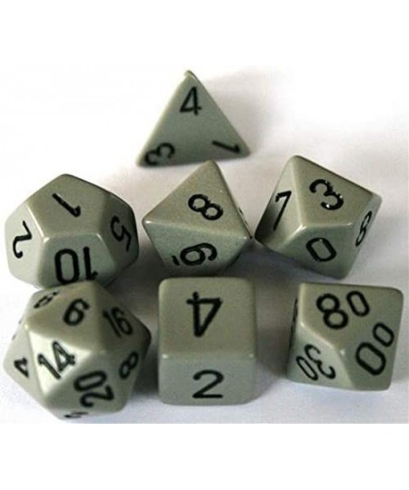 Polyhedral 7-Die Opaque Dice Set - Grey with Black $15.50 - Game Accessories