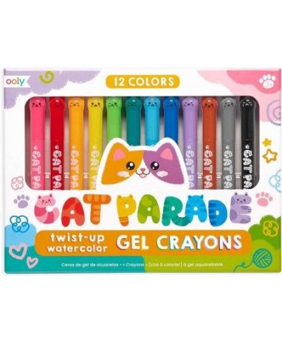 Cat Parade Gel Crayons - Set of 12 Cute Cat-Themed Twistable Crayons for Kids Pack of 12 Vibrant Colors Sketch with Smooth Gl...