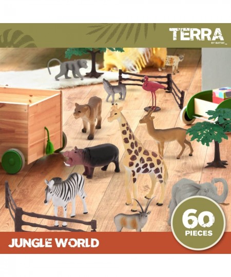 Jungle World Animal Playset - Educational Toys for 3+ Year Old Kids - Realistic Animal Figurines and Accessories (60 Pieces) ...