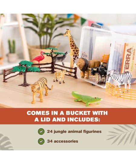 Jungle World Animal Playset - Educational Toys for 3+ Year Old Kids - Realistic Animal Figurines and Accessories (60 Pieces) ...