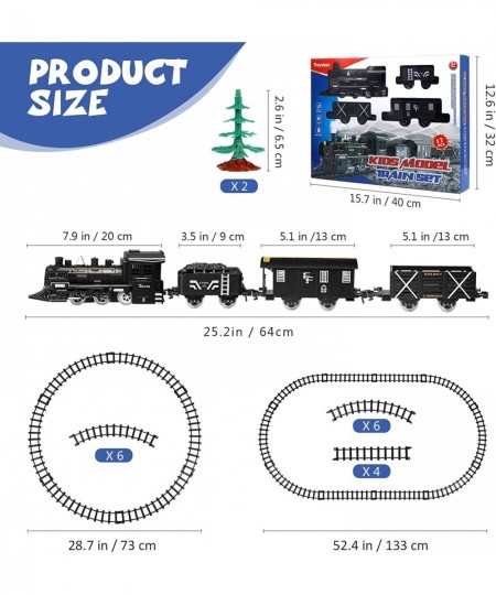 Electric Train Set Steam Locomotive Engine Toys Train Set Battery Powered Electric Railway Train Set with Lights and Sounds f...