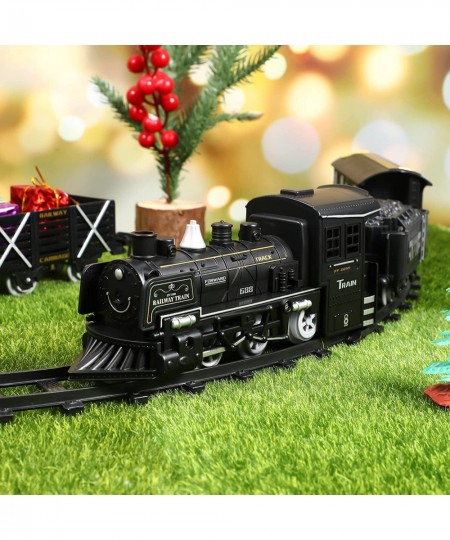 Electric Train Set Steam Locomotive Engine Toys Train Set Battery Powered Electric Railway Train Set with Lights and Sounds f...