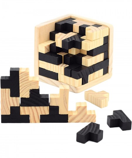 3D Wooden Brain Teaser Puzzle Cube Wooden Puzzles T-Shaped Jigsaw Logic Puzzle Game Puzzles Educational Toy for Kids and Adul...