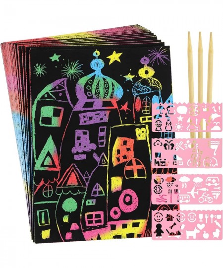 Scratch Art Kids Games - Crafts for Kids Ages 4-8 Arts Supplies Kits with 37 Pcs Magic Rainbow Scratch Paper Set for Girls Bo...