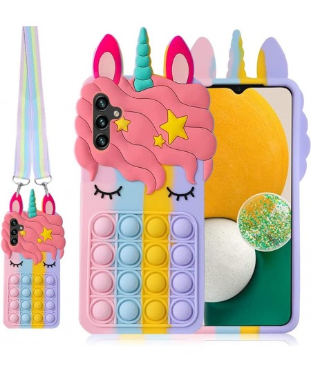 for Samsung Galaxy A13 5G with Strap Fidget Toys Stress Relief Phone Case Push Pop Bubble 3D Cartoon Funny Cute Silicone Cove...