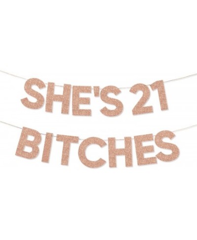 She's 21 Bitches Banner - Rose Gold 21st Birthday Decorations - 21 Birthday Decorations for Her Happy 21st Birthday Banner 21...