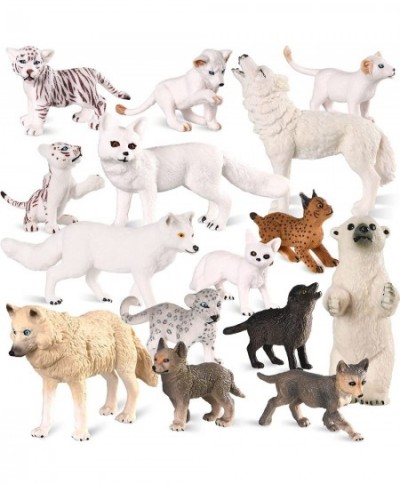 15 Pieces Wolf Toy Figurines Set Winter Animal Figurines Toys Realistic Wolf Toy Playset Cake Toppers Decoration School Educa...