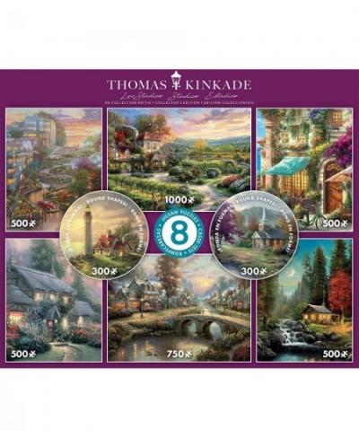 8 in 1 Multipack - Thomas Kinkade - (2) Round 300 Piece (4) 550 Piece (1) 750 Piece (1) 1000 Piece Jigsaw Puzzles White $43.8...