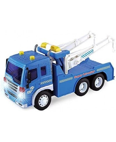 Big Heavy Duty Wrecker Tow Truck Police Toy for Kids with Friction Power No Batteries Needed Adjustable and Rotatable Double ...