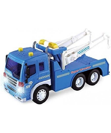 Big Heavy Duty Wrecker Tow Truck Police Toy for Kids with Friction Power No Batteries Needed Adjustable and Rotatable Double ...