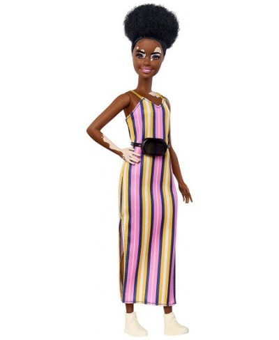 Fashionistas Doll with Vitiligo and Curly Brunette Hair Wearing Striped Dress and Accessories for 3 to 8 Year Olds $26.67 - D...