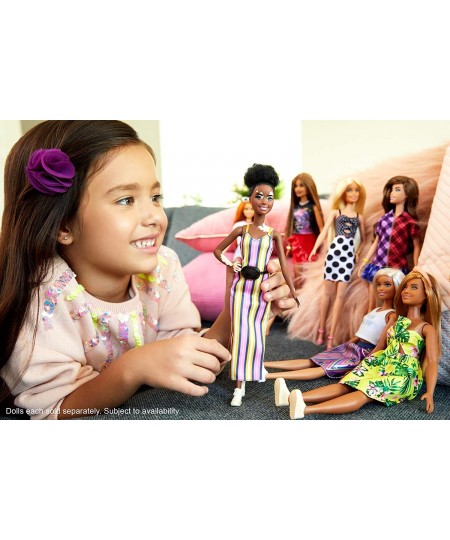 Fashionistas Doll with Vitiligo and Curly Brunette Hair Wearing Striped Dress and Accessories for 3 to 8 Year Olds $26.67 - D...