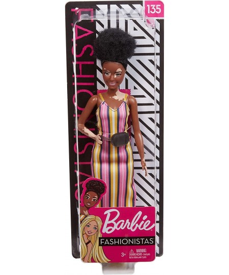 Fashionistas Doll with Vitiligo and Curly Brunette Hair Wearing Striped Dress and Accessories for 3 to 8 Year Olds $26.67 - D...