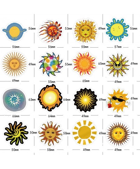 61Pcs Sun Emoticon Funny Sublime Stickers Pack Sunshine Cute Aesthetic Vinyl Waterproof Sticker Decals for Water Bottle Skate...