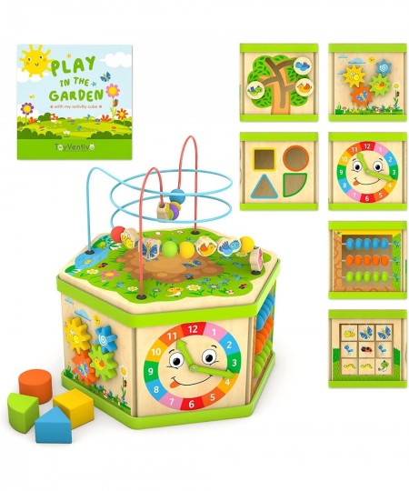 Wooden Kids Baby Activity Cube - One 1 Year Old Girl Gifts Toy Developmental Educational Learning Montessori Toddler Girls To...