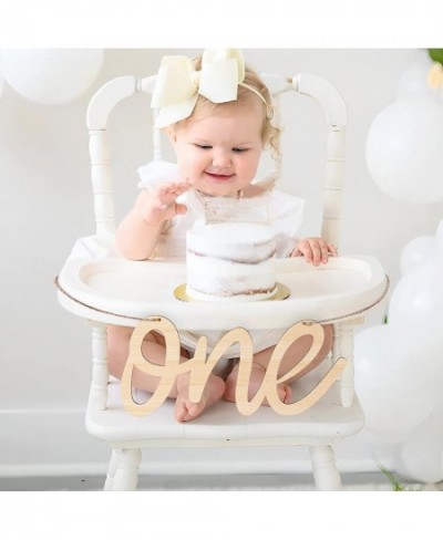 One Wooden Sign Banner - Wooden Cutout One Logo Letters Banner for 1st Birthday Party Wall Decor Table Display Baby Chair Ban...