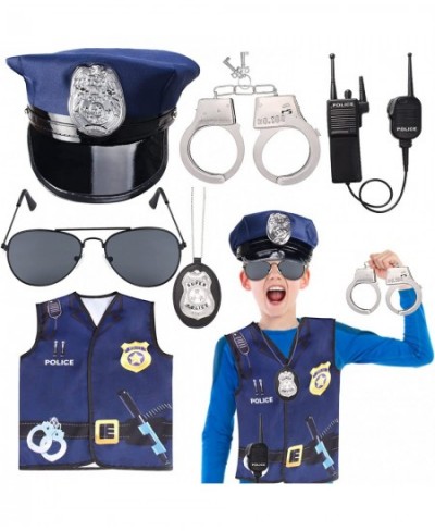 Kids Police Officer Costume Set 6 Pcs Including Cop Hat Vest Sunglasses Badge Walkie Talkie for Pretend Play Dress Up $47.25 ...