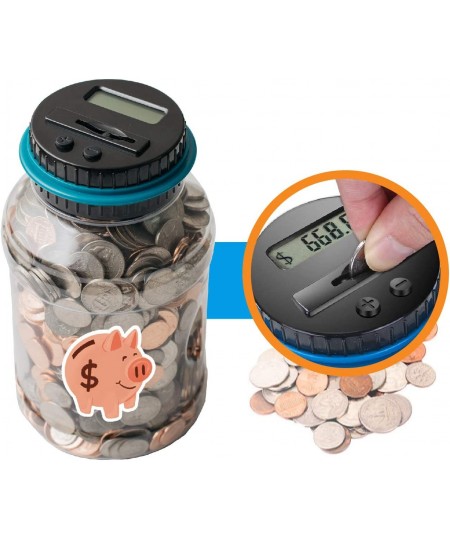 Digital Piggy Bank Electronic Bank Digital Bank Coin Counter w/ LCD Screen US Coins Gift for Adults Teens Families Couples Co...