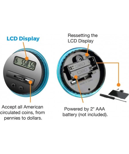 Digital Piggy Bank Electronic Bank Digital Bank Coin Counter w/ LCD Screen US Coins Gift for Adults Teens Families Couples Co...